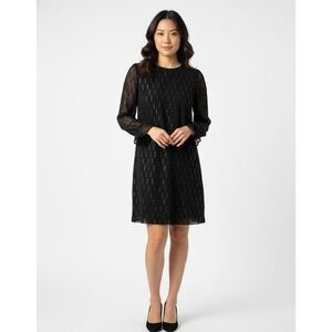 Banana Republic Black Sheer Overlay Dress Metallic Detail
